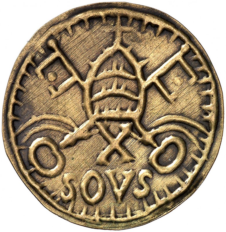 Vic. La Seu. Pellofa. (Cru.L. 2262). 0,88 g. Valor: X sous. MBC+.