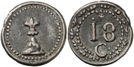 Montuiri. Plom. (Cru.L. 2413). 4,85 g. Golpecitos. Muy escaso. MBC.