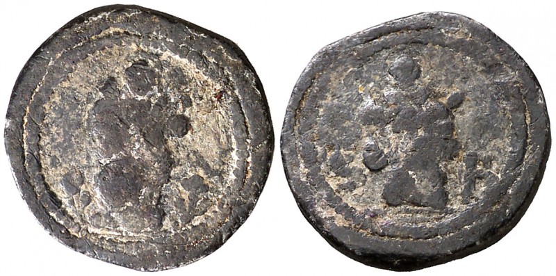 Palma. Sant Pere y Sant Bernat. Plom. (Cru.L. 2426). 2,54 g. Escaso. BC.