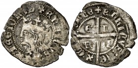 Enrique II (1368-1379). ¿Cuenca?. Cruzado. (¿AB. 453?). 1,48 g. Rara con las leyendas legibles. MBC.
