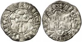 Enrique IV (1454-1474). Cuenca. Medio real. (AB. 697). 1,60 g. Gráfila hexalobular en anverso y reverso. Grieta. Rara. BC+.