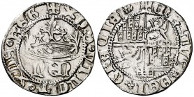 Enrique IV (1454-1474). Segovia. Medio real. (AB. 725 var). 1,50 g. Orlas circulares. Limpiada. Raro error en leyenda reverso. MBC-.