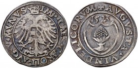 1523. Carlos I. Augsburgo. 1 batzen. (Kr. MB32) (W. Schulten 62). 3,32 g. Pátina oscura. MBC.