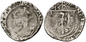 1596. Felipe II. Besançon. 1 carlos. (Vti. falta). 1,54 g. A nombre de Carlos V. BC-/BC.
