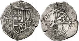 (1)597. Felipe II. Toledo. C. 2 reales. (Cal. 576). 6,57 g. Rara. BC+.