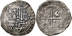 s/d. Felipe II. Potosí. B. 8 reales. (Cal. 158). 25,14 g. Oxidaciones. (MBC-).