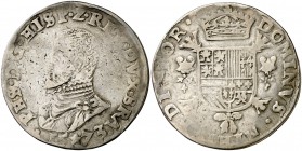 1573. Felipe II. Maestricht. 1 escudo felipe. (Vti. 1212) (Vanhoudt 298.MA). 31,54 g. Ex Colección Rocaberti, Áureo 19/05/1992, nº 253. Ex Colección B...