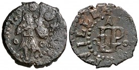 (1611). Felipe III. Perpinyà. 1 diner. (Cal. 740). 0,55 g. Con A. Rara. MBC.