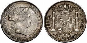 1867. Isabel II. Madrid. 1 escudo. (Cal. 253). 12,87 g. MBC.
