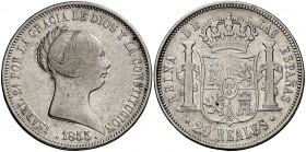1855. Isabel II. Madrid. 20 reales. (Cal. 175). 25,54 g. BC+/MBC-.