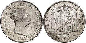 1855. Isabel II. Madrid. 20 reales. (Cal. 175). 25,94 g. Bella. Brillo original. Rara así. EBC/EBC+.