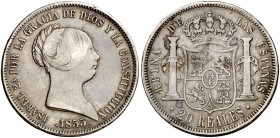 1855. Isabel II. Madrid. 20 reales. (Cal. 175). 25,59 g. MBC-.