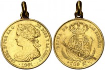 1861. Isabel II. Madrid. 100 reales. (Cal. 26). 8,70 g. Con anilla. (MBC+).