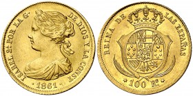 1861. Isabel II. Madrid. 100 reales. (Cal. 26). 8,35 g. EBC-/EBC.