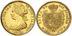 1863. Isabel II. Madrid. 100 reales. (Cal. 28). 8,44 g. Golpes. MBC+/EBC-.