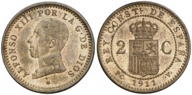 1911*11. Alfonso XIII. PCV. 2 céntimos. (Cal. 73). 2 g. Bella. S/C-.