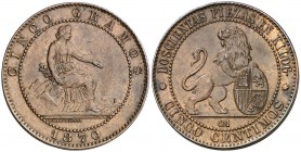 1870. Gobierno Provisional. Barcelona. . 5 céntimos. (Cal. 25). 5,06 g. EBC-.