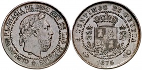 1875. Carlos VII, Pretendiente. Oñate. 5 céntimos. (Cal. 10). 4,90 g. MBC.