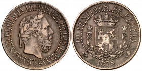 1875. Carlos VII, Pretendiente. Oñate. 10 céntimos. (Cal. 8). 9,96 g. MBC-.