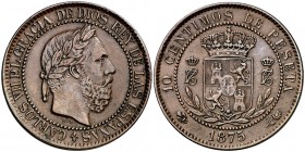 1875. Carlos VII, Pretendiente. Oñate. 10 céntimos. (Cal. 8). 9,94 g. MBC+.