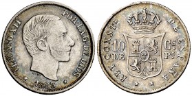 1883. Alfonso XII. Manila. 10 centavos. (Cal. 96). 2,55 g. Pátina. MBC.