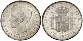1896*1896. Alfonso XIII. PGV. 1 peseta. (Cal. 41). 5,05 g. EBC-/EBC.