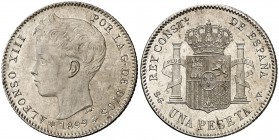 1899*1899. Alfonso XIII. SGV. 1 peseta. (Cal. 42). 4,95 g. S/C.