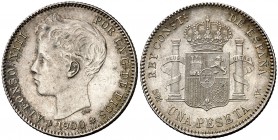 1900*1900. Alfonso XIII. SMV. 1 peseta. (Cal. 44). 4,92 g. EBC-/EBC.