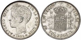 1901*1901. Alfonso XIII. SMV. 1 peseta. (Cal. 45). 5,02 g. EBC-.