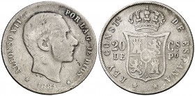 1881. Alfonso XII. Manila. 20 centavos. (Cal. 88). 5 g. BC.