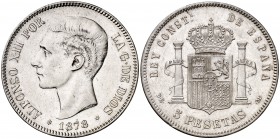1878*1878. Alfonso XII. DEM. 5 pesetas. (Cal. 29). 24,99 g. Golpecitos. MBC/MBC+.