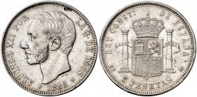 1882/1*1882. Alfonso XII. MSM. 5 pesetas. (Cal. 34). 24,67 g. MBC-.