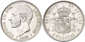 1885*1885. Alfonso XII. MSM. 5 pesetas. (Cal. 40). 24,85 g. MBC-.