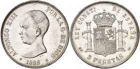 1888*1888. Alfonso XIII. MPM. 5 pesetas. (Cal. 13). 25,05 g. Buen ejemplar. MBC+.