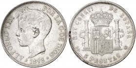 1898*189-. Alfonso XIII. SGV. 5 pesetas. (Cal. 27). 25,16 g. BC+.