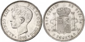1898*1898. Alfonso XIII. SGV. 5 pesetas. (Cal. 27). 25,23 g. Leves marquitas. EBC-.