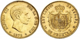 1878*1878. Alfonso XII. DEM. 25 pesetas. (Cal. 4). 8,05 g. MBC+.