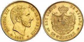 1881*1881. Alfonso XII. MSM. 25 pesetas. (Cal. 14). 8,05 g. EBC.