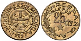 Menorca (Baleares). 25 céntimos. (Cal. 12, como serie completa). 2,06 g. EBC.
