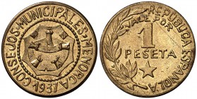 Menorca (Baleares). 1 peseta. (Cal. 12, como serie completa). 3 g. EBC-.