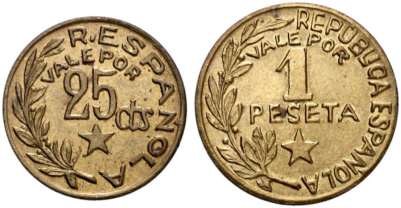 Menorca (Baleares). 25 céntimos y 1 peseta. (Cal. 12, como serie completa). Lote...