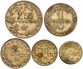 Menorca (Baleares). 5, 10, 25 céntimos, 1 y 2,50 pesetas. (Cal. 12). Cinco monedas, serie completa. MBC/EBC.
