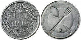 Barcelona. Industria Gastronómica Colectivizada. 50 céntimos y 1 peseta. (AL. 1216 y 1217). Lote de 2 monedas. Escasas. MBC+/EBC-.