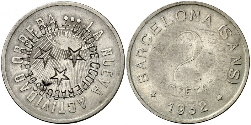 1932. Barcelona. La Nueva Actividad Obrera. 2 pesetas (tres). (AL. 1730, 1731 y ...