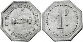 Barcelona. Cooperativa Casa Antúnez. 5 céntimos y 1 peseta. (AL. 1779 y 1780). Dos monedas, serie completa. Escasas. EBC-.