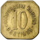 Roda de Ter. Cooperativa Baurier. 5, 10 céntimos y 1 peseta. (AL. 2974, no reseña los 5 y 10 céntimos). Lote de 3 monedas. Raras. MBC-/MBC.