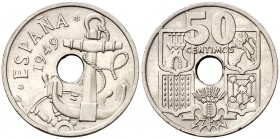 1949*1951. Estado Español. 50 céntimos. (Cal. 104). 4,08 g. Flechas invertidas. S/C-.