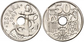 1963*1963. Estado Español. 50 céntimos. (Cal. 111). 3,86 g. S/C.