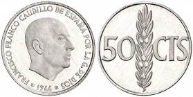 1966*1974. Estado Español. 50 céntimos. (Cal. 121). 0,95 g. Proof.