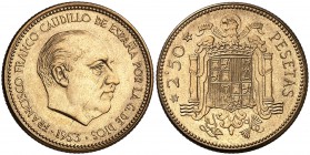 1953*1970. Estado Español. 2,50 pesetas. (Cal. 72). 6,74 g. (Proof).